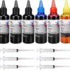 6-Pack Universal Dye Ink Refill Kit for All HP Canon Epsn Brother Printers Compatible Cartridges Refillable Cartridge CISS CIS System with 6 Syringes(6x100ML 3BK, 1C. 1M, 1Y)