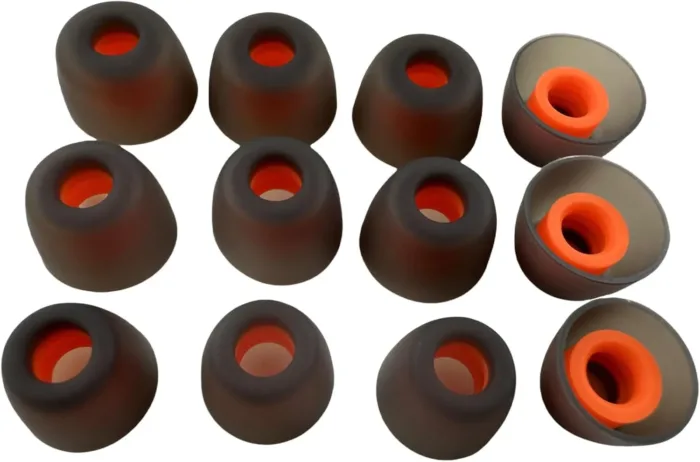 6 Pairs Premium Ear Tips for JBL Tune TWS Earbuds in Ear Tips, Soft Silicone Washable Noise Reducing Secure fit for June 230NC TWS/Tune 125TWS /Tune 130NC TWS Free X, Fit in Case, Buds Tips Black