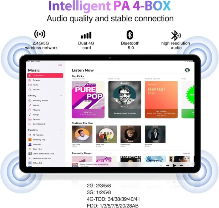 DOOGEE T30S Android 14 11 Inch 2.4K Gaming Tablet, Octa-Core with 16GB+256GB, 1TB Expandable, 8580mAh Battery, 13MP+8MP Camera, 5G WiFi, BT5.0, GPS, Includes Keyboard, Mouse, Stylus Pen and Case