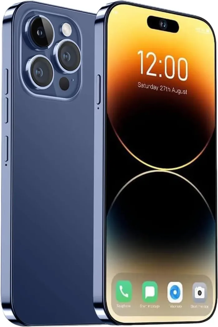 A15 Pro Max Unlocked Phones,Android 14.0 Smartphone,8+256GB Cell Phone,Support Dual SIM Dual Standby Face Recognition 6800mAh Ultra Long Life Battery-Blue