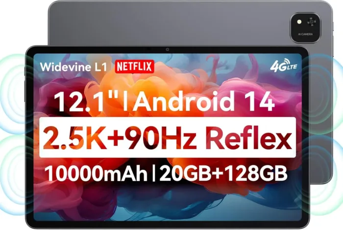 ALLDOCUBE iPlay60 Pad Pro 12.1" Tablet, 2560 * 1600 Resolution 90Hz Reflex, PC Mode, Face Recognition, Android 14 Tablet, 10000mAh, 33W Fast Charging, Widevine L1, 4 Speakers 8MP+16MP, 20GB+128GB+1TB