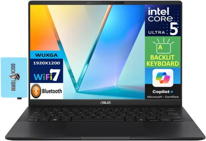 ASUS Vivobook S 14 Q423 AI Powered Laptop 14.0" OLED FHD+ Display (Intel Ultra 5-226v, 16GB LPDDR5X, 512GB PCIe SSD, AI Copilot, Backlit KB, 2 Thunderbolt 4, WiFi 7, Win11Home) w/DKZ USB Port Expander