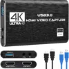 Capture Card Nintendo Switch, 4K HDMI Video Capture Card, 1080P 60FPS, HDMI to USB 3.0 Capture Card for Streaming Work with Camera/Xbox/PS4/PS5/PC/OBS