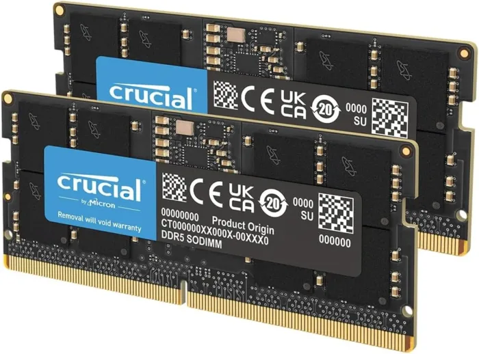 Crucial 128GB Kit (2X64GB) DDR5 RAM 5600MHz (or 5200MHz or 4800MHz) Laptop Memory Kit, SODIMM 262-Pin, Compatible with Latest Intel Core Ultra and AMD Ryzen 8000 & Above – CT2K64G56C46S5