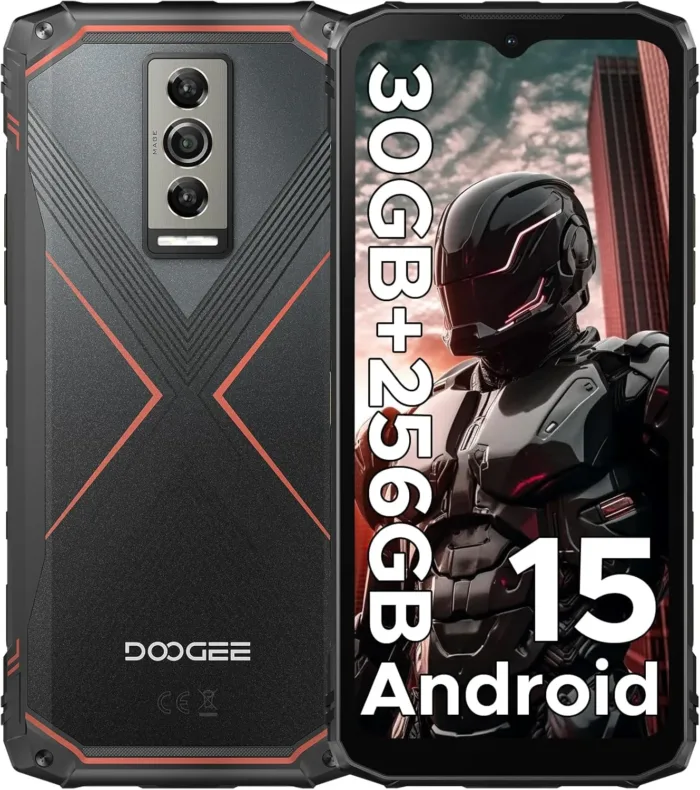 DOOGEE Blade10 Pro(2025) Android 15 Rugged Phone,10.7mm Ultra-Thin,30GB+256GB/TF 2TB,6.56”HD+90Hz Rugged Smartphone,5150mAh,50MP+8MP Camera,NFC/Widevine L1/Face ID/IP68/IP69K/3 Card Slot(Red)