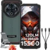 DOOGEE Fire 6 Power(2025) Rugged Smartphone,15500mAh/33W Fast,120LM Flashlight Rugged Phone, 256GB/TF 2TB,50MP,Android 14 Unlocked Phone with 3-in-1 Reverse Charging,6.56" HD+90Hz Phones,NFC/OTG