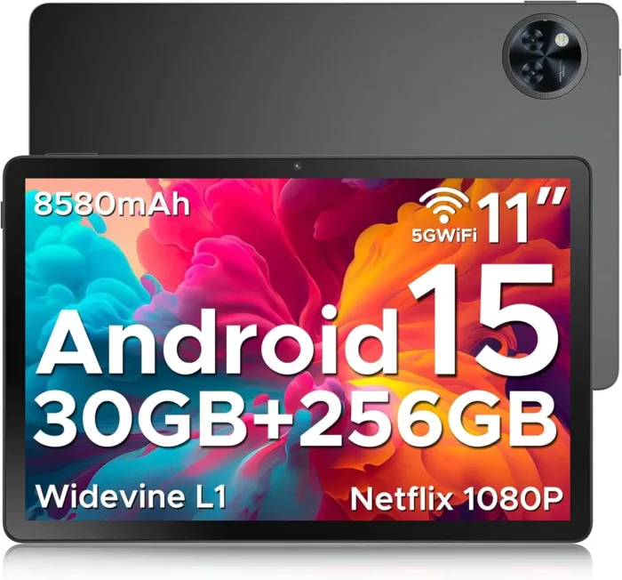 DOOGEE U11 Pro Android 15 Tablet, 11 inch Tablet,30GB+256GB/2TB TF Octa-Core,90Hz Display, 8580mAh, Netflix 1080P, Bluetooth 5.0+5G WiFi,Widevine L1,13MP+5MP, Face ID/OTG