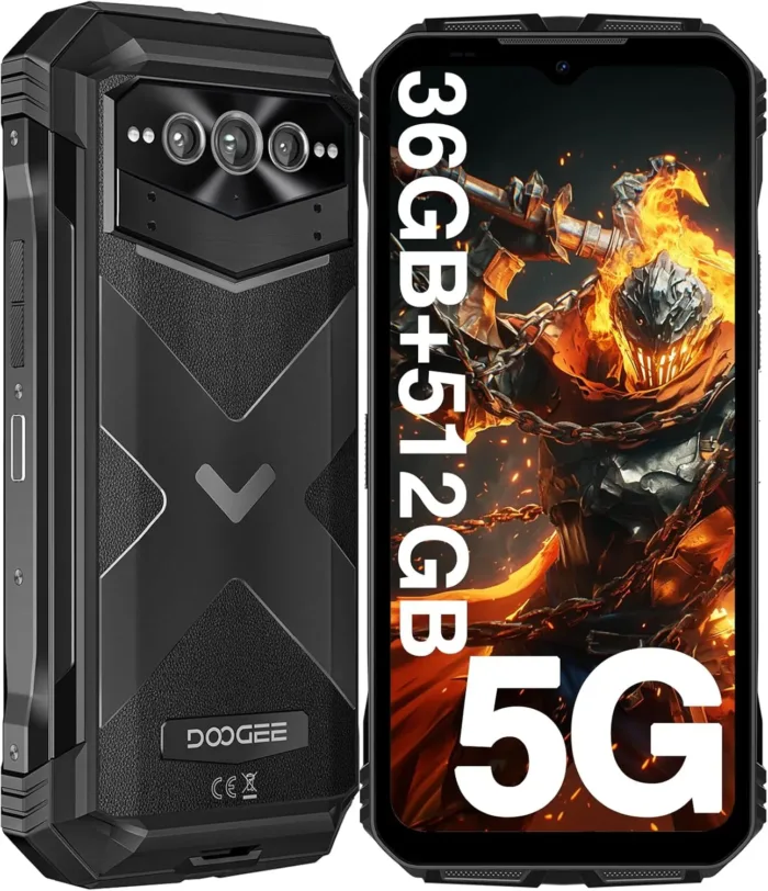 DOOGEE V MAX Plus Rugged Smartphone 5G,22000mAh 36GB+512GB Android 14 Rugged Phone,200MP+32MP+20MP Night Vision Rugged Cell Phone,6.58" FHD+120Hz IPS Screen,IP68/IP69K Waterproof Phone,NFC/OTG