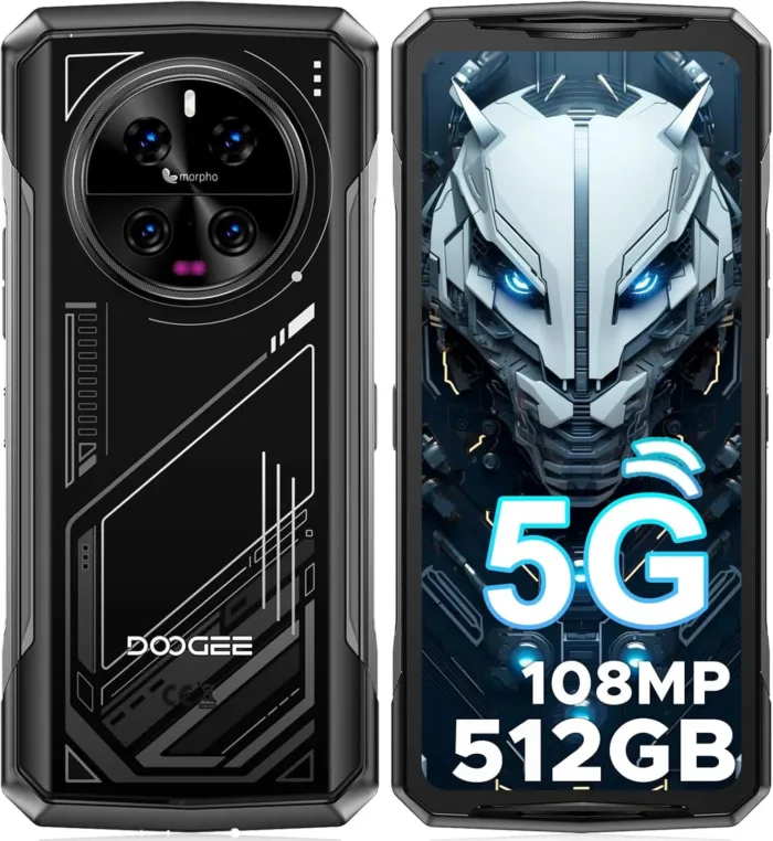 DOOGEE V40 Rugged Smartphone 5G Unlocked,512GB+32GB Rugged Phone,4nm D7300,6.78" FHD+120Hz Rugged Cell Phone,108MP+AI Camera,8680mAh Battery 33W,NFC/5G Dual SIM/WiFi 6E/Face/Fingerprint ID