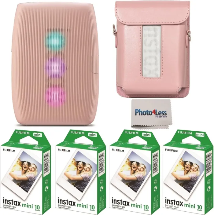 Fujifilm Instax Mini Link 3 Printer Bundle Instax Mini Film (40 Sheets), Instax Mini Link 3 Protective Case (Rose Pink) - Image 2