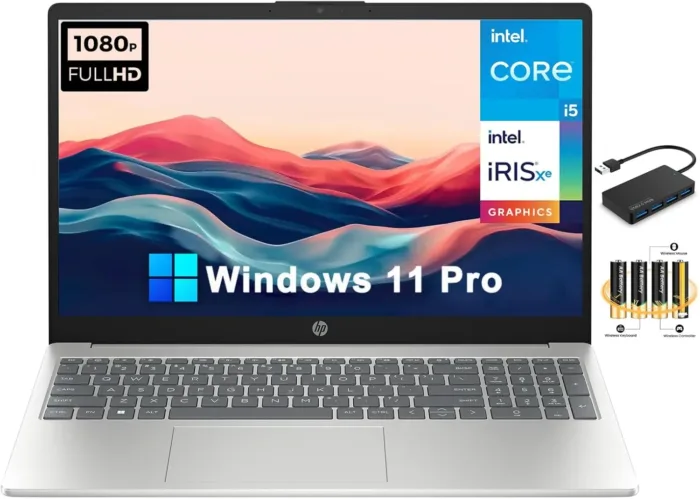 HP 15 15.6" FHD Laptop Business Laptop [Windows 11 Pro], Intel 10-Core i5-1235U (Up to 4.4 GHz), 64GB RAM, 2TB PCIe SSD, Iris Xe Graphics, Numeric Keypad, HDMI, USB, Wi-Fi 6, BT 5.3, w/Hub+Battery - Image 2