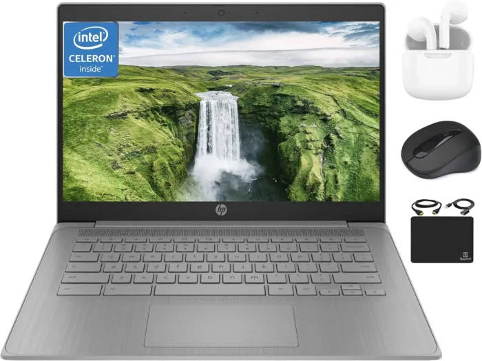 HP Chromebook Thin Laptop Student Business 2024, 14" HD Display, Quad-Core Intel Celeron N4120 Processor, 4GB RAM, 64GB eMMC, HD Webcam, WiFi, Long Battery, Chrome OS +HubxcelAccessory Gray - Image 2