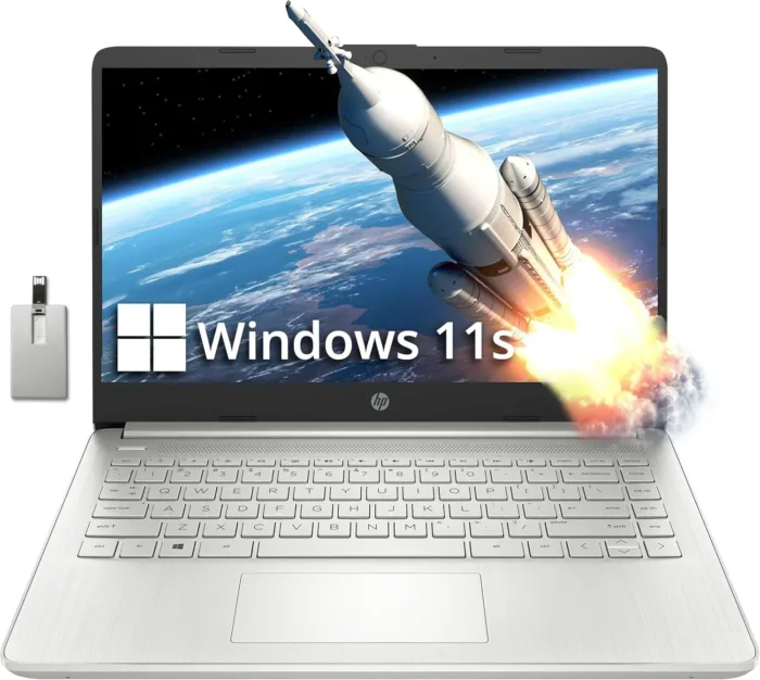 HP Stream 14" HD BrightView Laptop, Intel Celeron N4120, 8GB RAM, 256GB Storage (128GB eMMC + 128GB USB Card), Intel UHD Graphics, HD Camera, Fast Charge, 1 Year Office 365, Win 11 S, Silver - Image 2