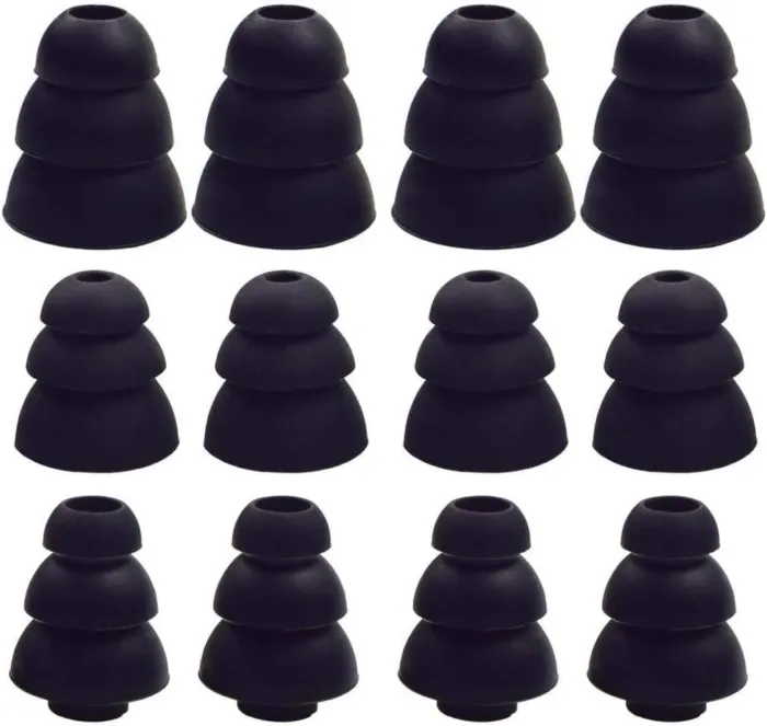 JNSA 3 Flange Noise Cancelling Triple Flange Eartips Eargels Earpads Ear Tips Gels Bud Compatible with Inside Diameter 4mm-5mm Earbuds in-Ear Earphones（Inner Hole 4mm）,S/M/L,6 Pairs, Black 3F6P3 - Image 2