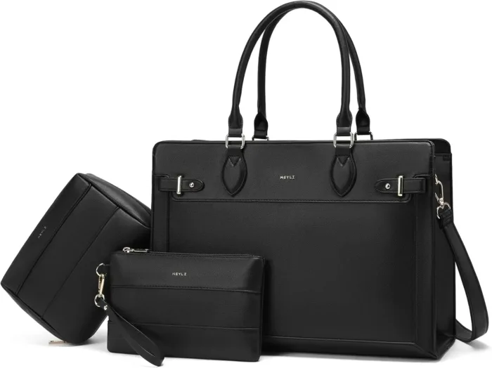 Keyli 3pc Laptop Tote Bag for Women 15.6 Inch Work Bag Business Computer Briefcase Waterproof Leather Messenger Bags Purses - Image 2