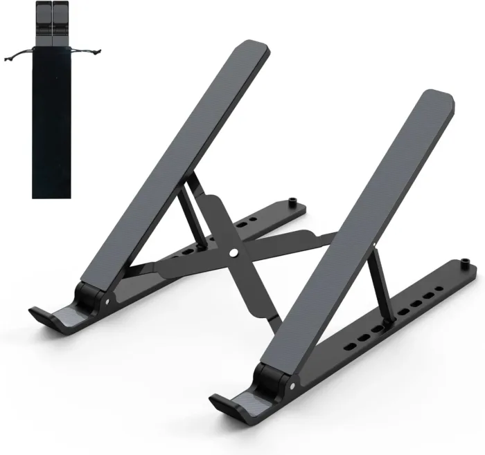 Laptop Stand for Desk, Adjustable Laptop Riser ABS+Silicone Foldable Portable Notebook Holder, Ventilated Cooling Notebook Mount Computer Stand for 10-15.6” Laptops,Tablets-Black - Image 2