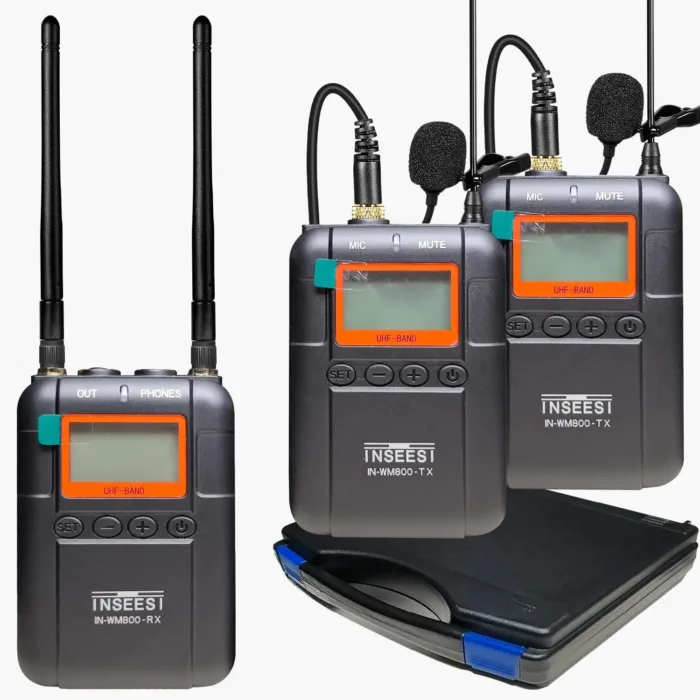 Professionai Wireless Video Recording Microphone with 1 Receiver, 2 Transmitters, and 2 Lapel Microphones Compatible Smartphones,DSLR,and Video Cameras - Image 2