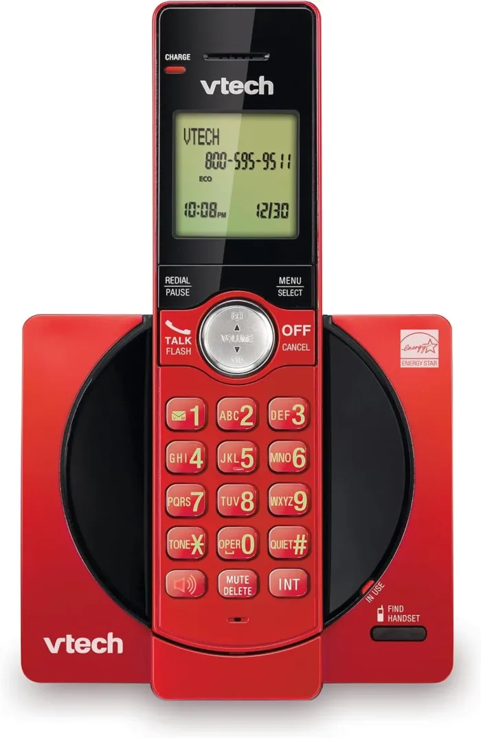 VTech Cordless Phone for Home with Caller ID/Call Waiting, CS6919-16 Landline Phones, Illuminated Keypad, Full Duplex Speakerphone, Wall Mount, Red - Image 2
