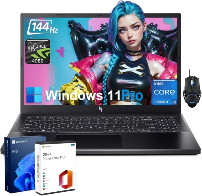 acer Nitro V Gaming Laptop - Intel i9-13900H CPU | NVIDIA GeForce RTX 4060 GPU| 15.6" FHD 144Hz Display | 64GB DDR5 | 2TB SSD | WiFi 6 | Backlit KB | Win11 Pro, with Accessories