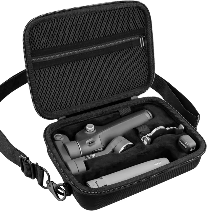 co2CREA Osmo Mobile 7P/7 Gimbal Stabilizer Hard Case - Waterproof Travel Storage Box with Custom Foam Insert & Mesh Pocket for DJI OM Mobile 7P Smartphone Gimbal, Accessories, Cables (Black Case)
